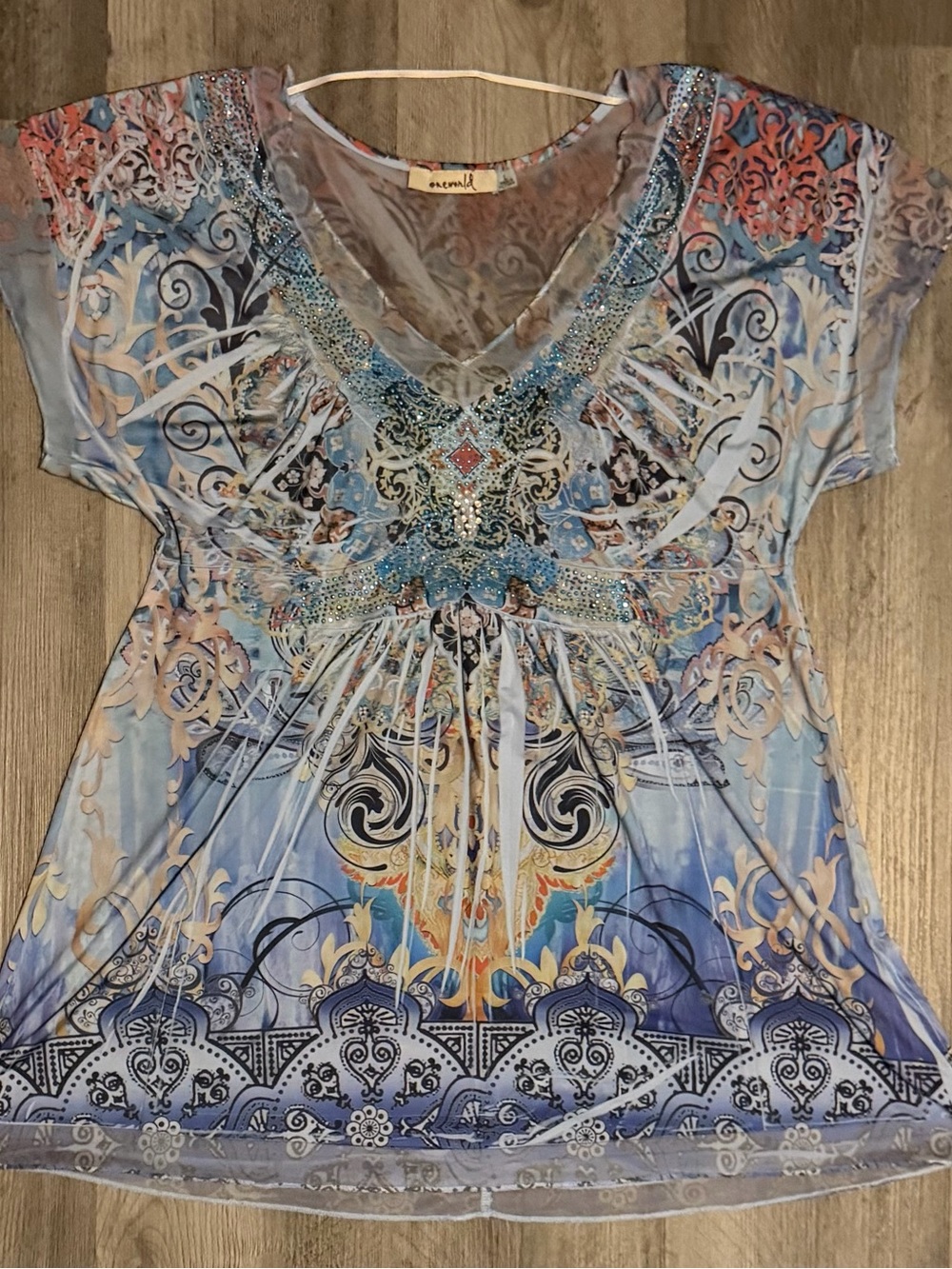 Y2K Bedazzled Boho One World Top